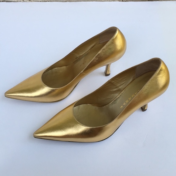MIASCARPE Made in Italy Golden Leather Upper Heels - Picture 3 of 7